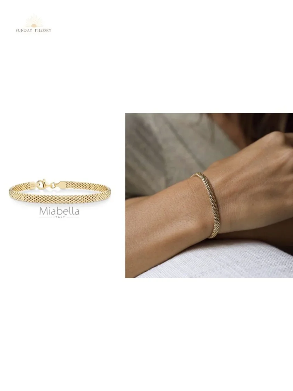 18K Gold Plated 925 Sterling Silver 5mm Mesh Link Bracelet